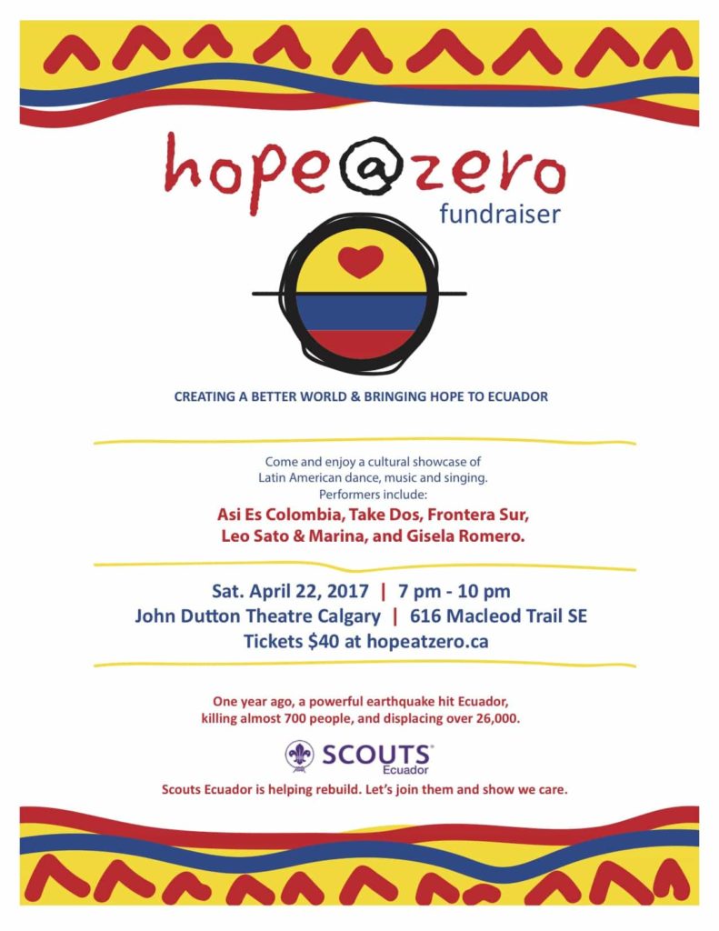 Hope @ Zero Fundraiser for Ecuador Saturday April 22, 2017