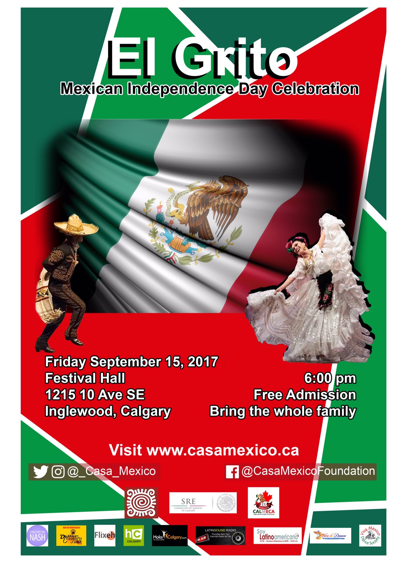 Viernes Septiembre 15 de 2017 . Independencia Mexicana ( EL GRITO ) Calgary Alberta